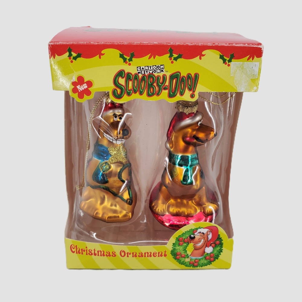 Scooby-Doo Vintage 2002 Blown Glass Christmas‎ Ornaments Set of 2 Trevco New